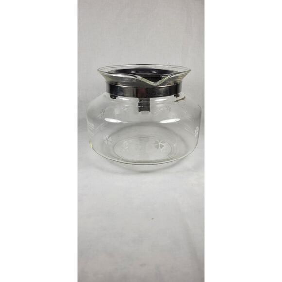 VTG Mr Coffee Glass Carafe 10 Cup E-40 White Daisies Replacement Brown Handle - Picture 4 of 13